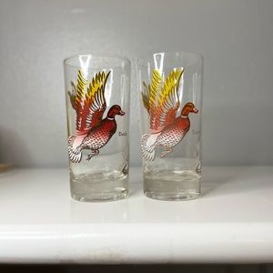 Two vintage duck glasses highball